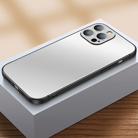 Funda Bumper Silicona y Plastico Mate Carcasa U01 para Apple iPhone 14 Pro Max Plata