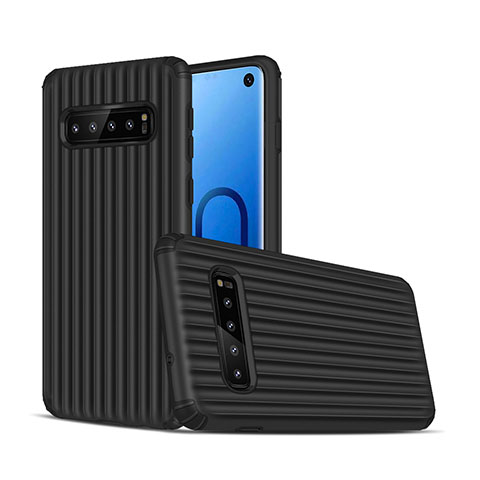 Funda Bumper Silicona y Plastico Mate Carcasa U01 para Samsung Galaxy S10 5G Negro