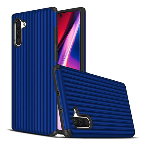 Funda Bumper Silicona y Plastico Mate Carcasa U02 para Samsung Galaxy Note 10 Azul