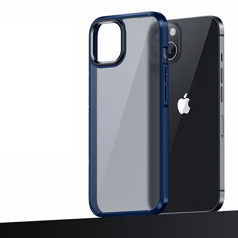 Funda Bumper Silicona y Plastico Mate Carcasa U04 para Apple iPhone 14 Plus Azul