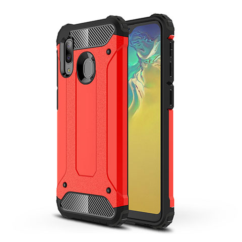 Funda Bumper Silicona y Plastico Mate Carcasa WL1 para Samsung Galaxy A20e Rojo