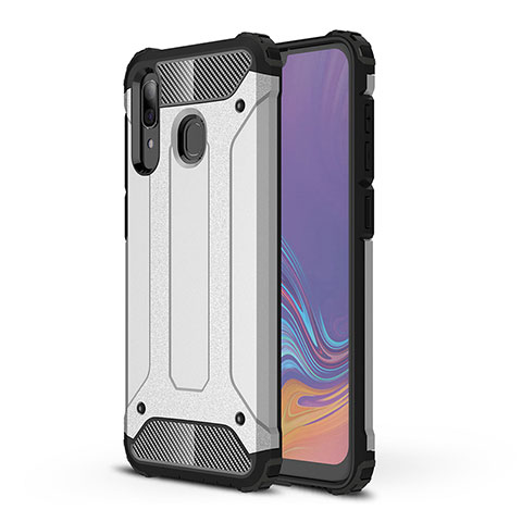 Funda Bumper Silicona y Plastico Mate Carcasa WL1 para Samsung Galaxy A30 Plata