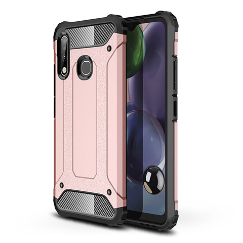 Funda Bumper Silicona y Plastico Mate Carcasa WL1 para Samsung Galaxy A70E Oro Rosa