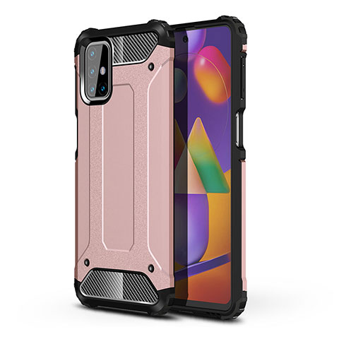 Funda Bumper Silicona y Plastico Mate Carcasa WL1 para Samsung Galaxy M31s Oro Rosa