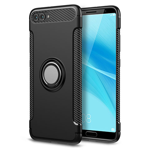 Funda Bumper Silicona y Plastico Mate con Anillo de dedo Soporte para Huawei Nova 2S Negro