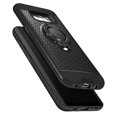 Funda Bumper Silicona y Plastico Mate con Anillo de dedo Soporte para Samsung Galaxy S8 Negro