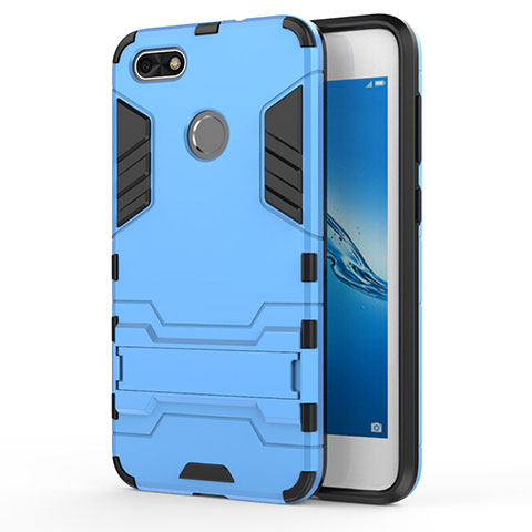 Funda Bumper Silicona y Plastico Mate con Soporte para Huawei Enjoy 7 Azul