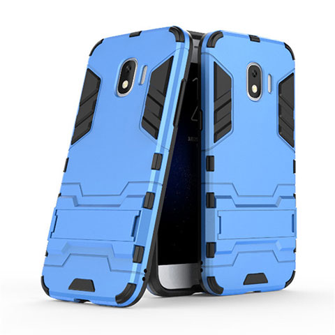 Funda Bumper Silicona y Plastico Mate con Soporte para Samsung Galaxy Grand Prime Pro (2018) Azul