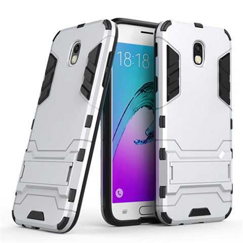 Funda Bumper Silicona y Plastico Mate con Soporte para Samsung Galaxy J5 (2017) Duos J530F Blanco