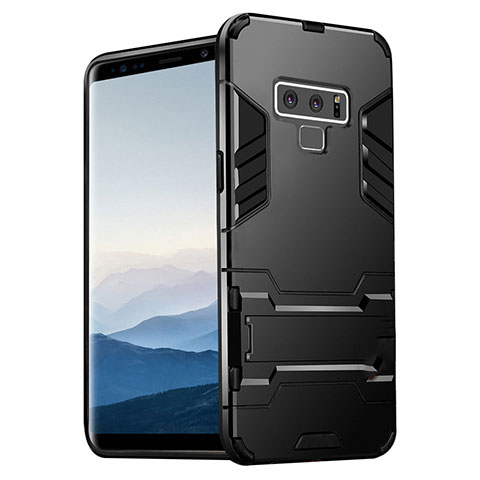 Funda Bumper Silicona y Plastico Mate con Soporte para Samsung Galaxy Note 9 Negro