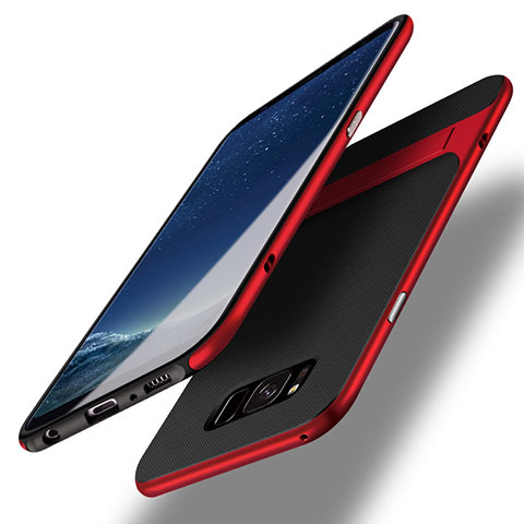 Funda Bumper Silicona y Plastico Mate con Soporte para Samsung Galaxy S8 Plus Rojo