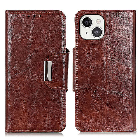 Funda de Cuero Cartera con Soporte Carcasa A01 para Apple iPhone 13 Marron