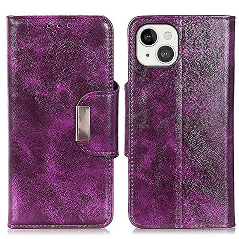 Funda de Cuero Cartera con Soporte Carcasa A01 para Apple iPhone 14 Morado