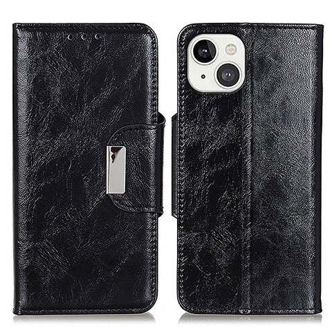 Funda de Cuero Cartera con Soporte Carcasa A01 para Apple iPhone 14 Negro