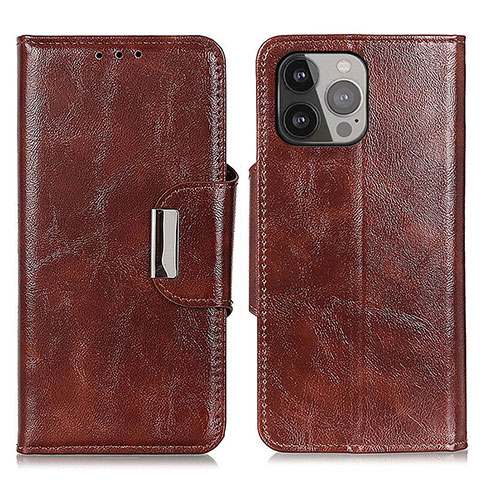 Funda de Cuero Cartera con Soporte Carcasa A01 para Apple iPhone 14 Pro Marron