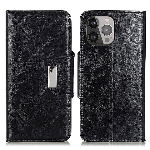 Funda de Cuero Cartera con Soporte Carcasa A01 para Apple iPhone 14 Pro Max Negro