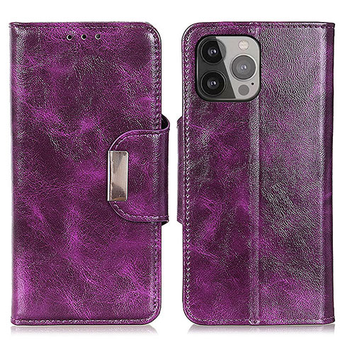 Funda de Cuero Cartera con Soporte Carcasa A01 para Apple iPhone 14 Pro Morado