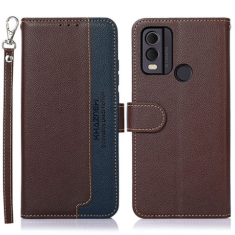 Funda de Cuero Cartera con Soporte Carcasa A01D para Nokia C22 Marron