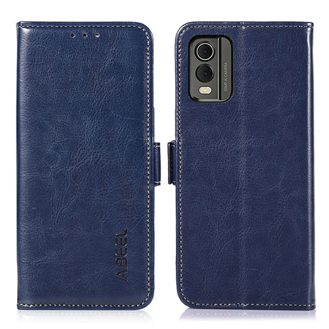 Funda de Cuero Cartera con Soporte Carcasa A01D para Nokia C32 Azul