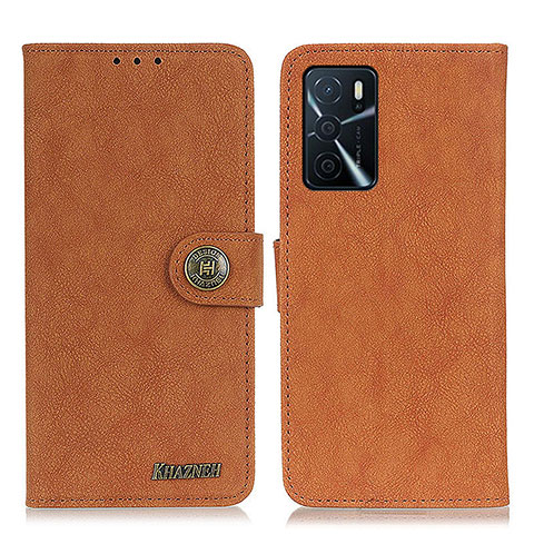 Funda de Cuero Cartera con Soporte Carcasa A01D para Oppo A16 Marron