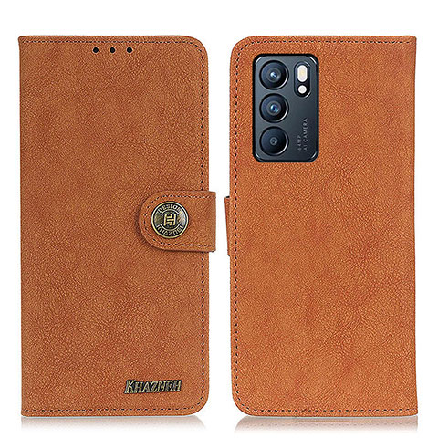 Funda de Cuero Cartera con Soporte Carcasa A01D para Oppo Reno6 5G Marron