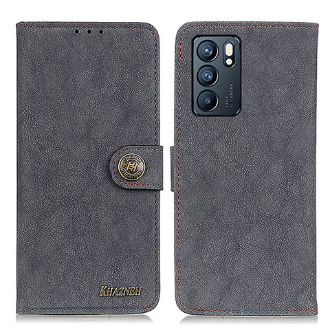 Funda de Cuero Cartera con Soporte Carcasa A01D para Oppo Reno6 5G Negro