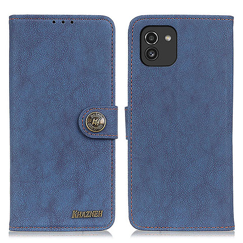 Funda de Cuero Cartera con Soporte Carcasa A01D para Samsung Galaxy A03 Azul