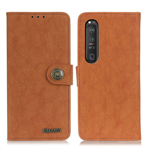 Funda de Cuero Cartera con Soporte Carcasa A01D para Sony Xperia 1 III Marron