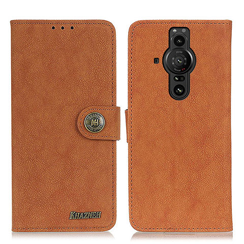 Funda de Cuero Cartera con Soporte Carcasa A01D para Sony Xperia PRO-I Marron