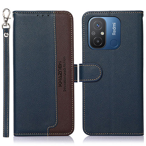 Funda de Cuero Cartera con Soporte Carcasa A01D para Xiaomi Poco C55 Azul