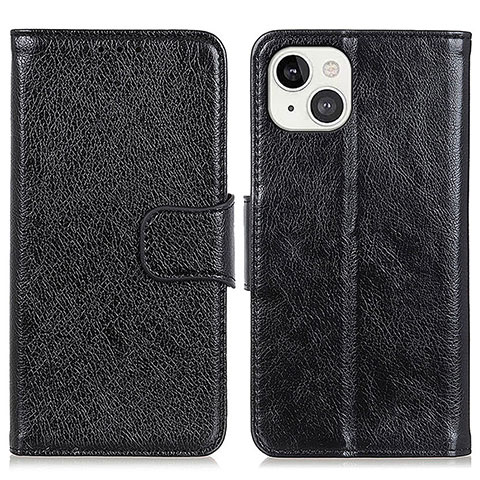 Funda de Cuero Cartera con Soporte Carcasa A02 para Apple iPhone 13 Negro