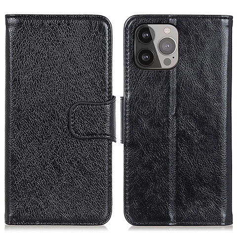 Funda de Cuero Cartera con Soporte Carcasa A02 para Apple iPhone 15 Pro Max Negro