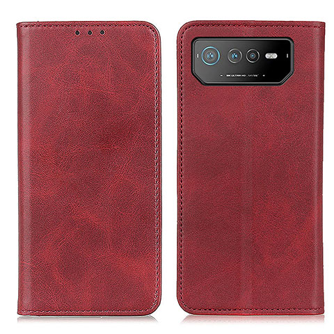 Funda de Cuero Cartera con Soporte Carcasa A02D para Asus ROG Phone 6 Rojo