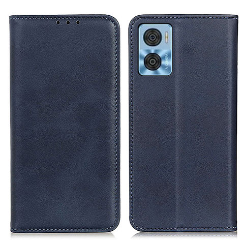 Funda de Cuero Cartera con Soporte Carcasa A02D para Motorola Moto E22i Azul