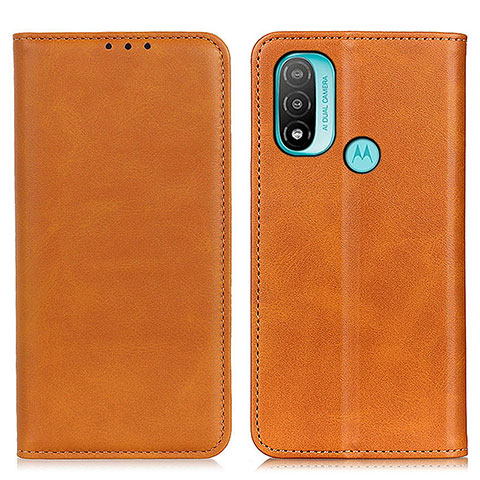 Funda de Cuero Cartera con Soporte Carcasa A02D para Motorola Moto E30 Marron Claro