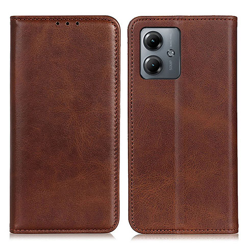 Funda de Cuero Cartera con Soporte Carcasa A02D para Motorola Moto G14 Marron