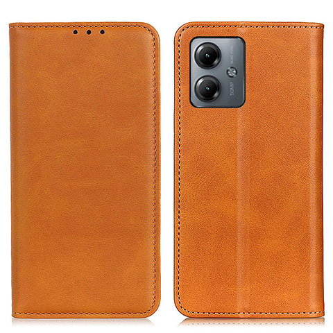 Funda de Cuero Cartera con Soporte Carcasa A02D para Motorola Moto G14 Marron Claro