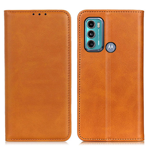 Funda de Cuero Cartera con Soporte Carcasa A02D para Motorola Moto G60 Marron Claro