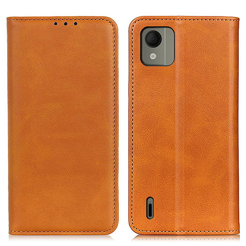 Funda de Cuero Cartera con Soporte Carcasa A02D para Nokia C110 Marron Claro