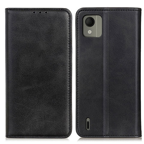 Funda de Cuero Cartera con Soporte Carcasa A02D para Nokia C110 Negro