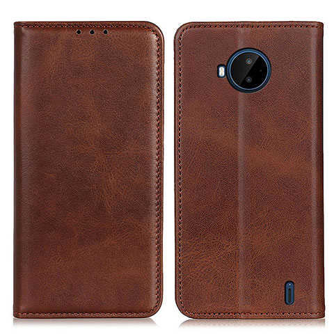 Funda de Cuero Cartera con Soporte Carcasa A02D para Nokia C20 Plus Marron