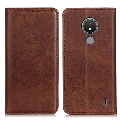 Funda de Cuero Cartera con Soporte Carcasa A02D para Nokia C21 Marron