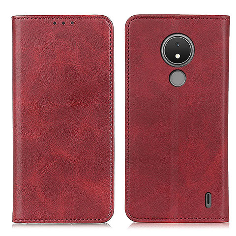 Funda de Cuero Cartera con Soporte Carcasa A02D para Nokia C21 Rojo