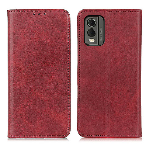 Funda de Cuero Cartera con Soporte Carcasa A02D para Nokia C210 Rojo