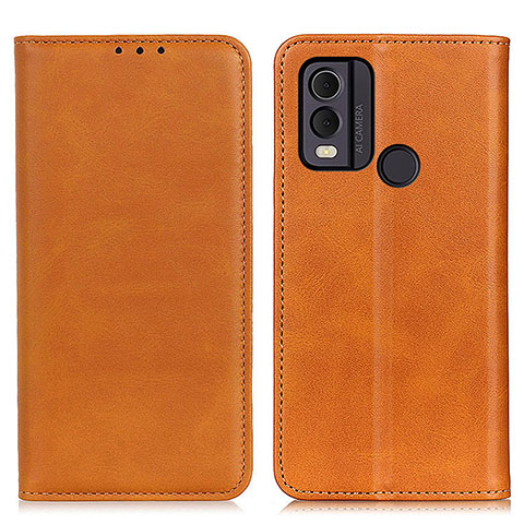 Funda de Cuero Cartera con Soporte Carcasa A02D para Nokia C22 Marron Claro