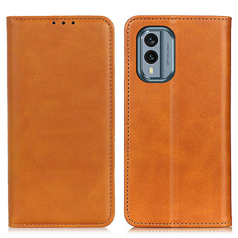 Funda de Cuero Cartera con Soporte Carcasa A02D para Nokia X30 5G Marron Claro