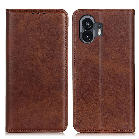 Funda de Cuero Cartera con Soporte Carcasa A02D para Nothing Phone 2 Marron