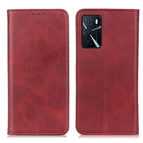 Funda de Cuero Cartera con Soporte Carcasa A02D para Oppo A16 Rojo