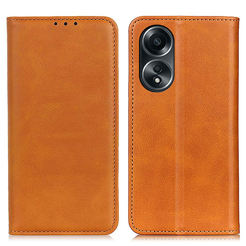 Funda de Cuero Cartera con Soporte Carcasa A02D para Oppo A18 Marron Claro