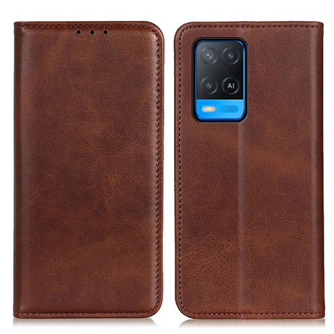 Funda de Cuero Cartera con Soporte Carcasa A02D para Oppo A54 4G Marron